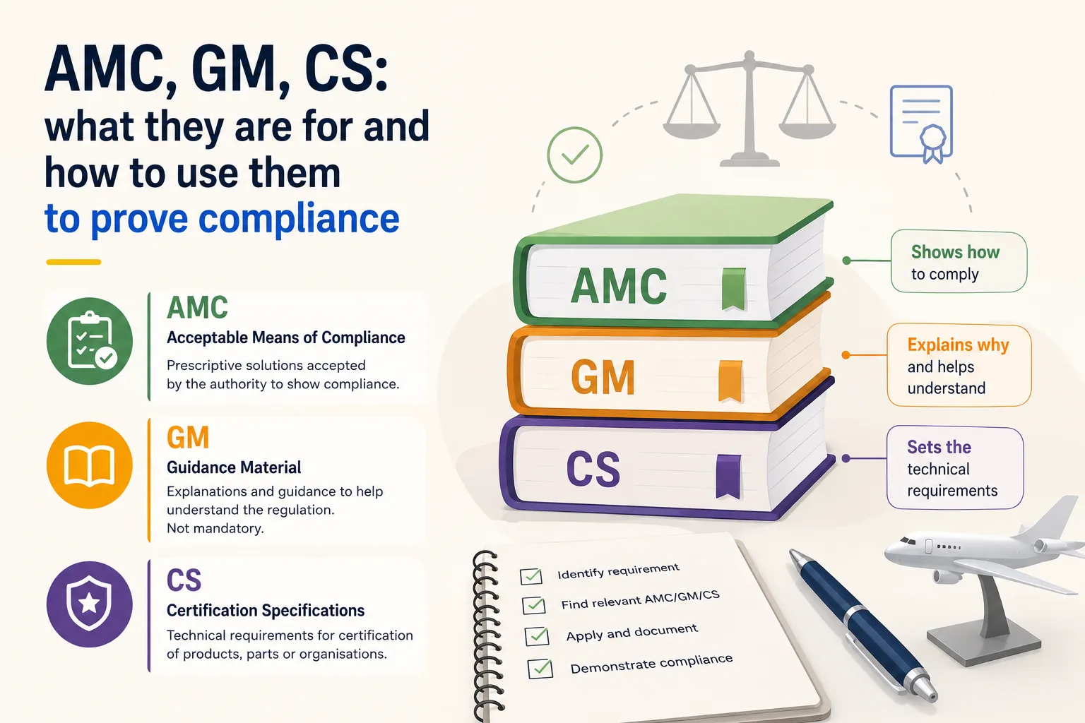AMC, GM and CS: EASA acceptable means of compliance, guidance material and certification specifications